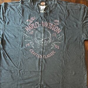 Harley-Davidson Black T-Shirt with Pink Skull Design